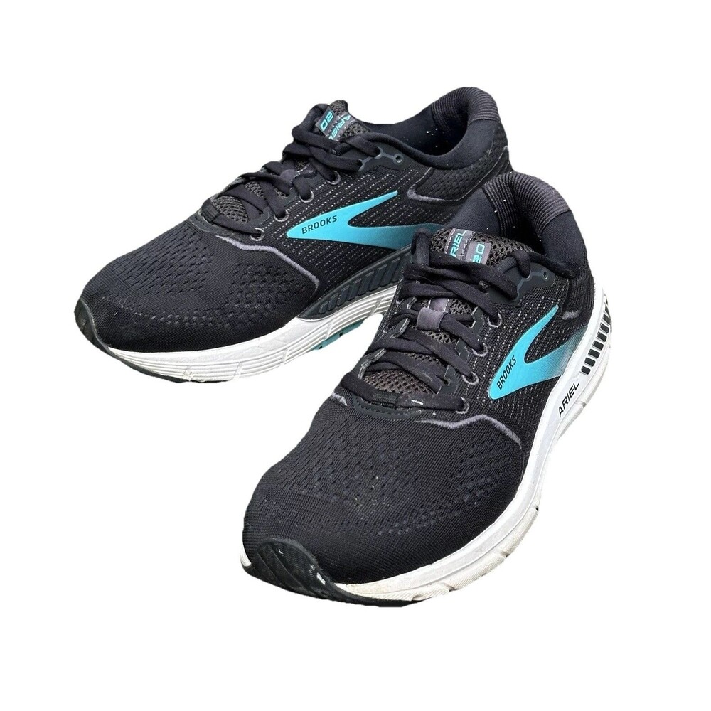 Brooks Womens Ariel 20 Running Sneakers Black Blue Cushioned Size 9.5